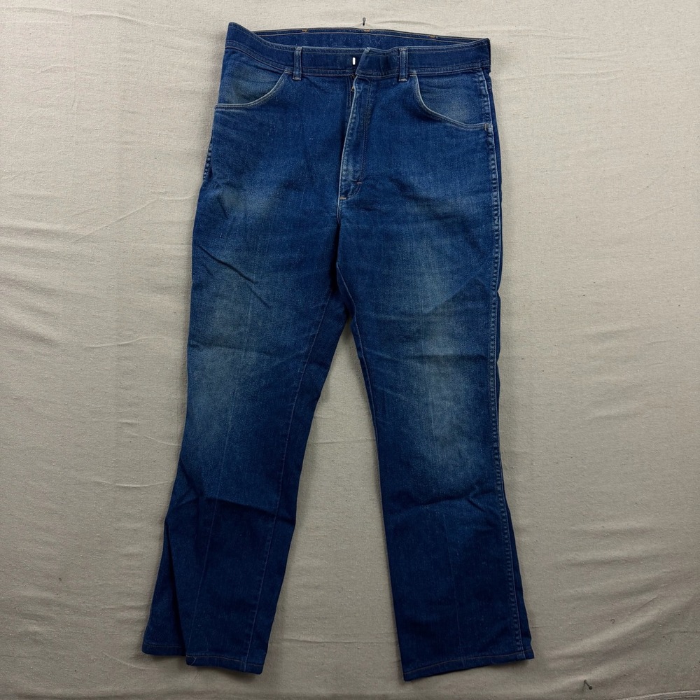 Wrangler Denim Jeans Mens 38x34 Blue Vintage Made in USA Straight Leg High Rise